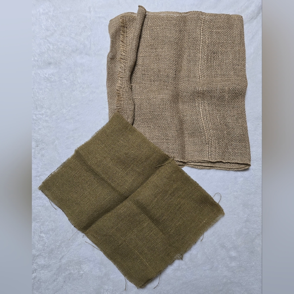 Burlap Pieces Brown Tan Fabric Decor Accent 3pc Lot Set Bundle Runner Table Mat